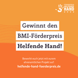 Logo der Helfenden Hand: Gewinnt den BMI-Förderpreis Helfende Hand!