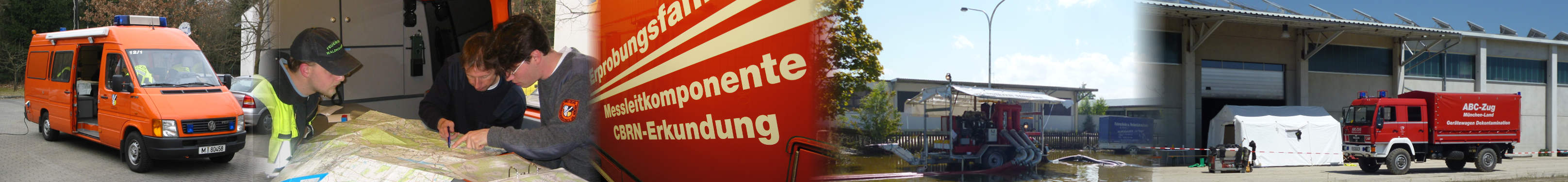 Titelgrafik: verschiedene Aufgaben von Regieeinheiten: UG ÖEL, Hochwassereinsatz, ABC